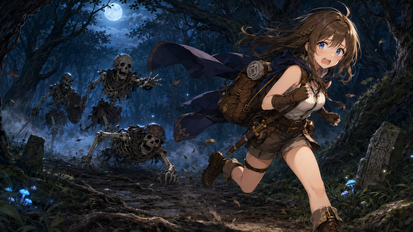 Ana of Tyle makes a tactical retreat from pursuing skeletons